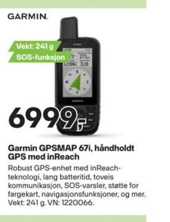 XXL Sport Garmin GPSMAP 67i, håndholdt GPS med inReach tilbud