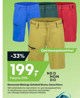 XXL Sport Neomondo Blekinge Softshell Shorts, Dame/Herre tilbud