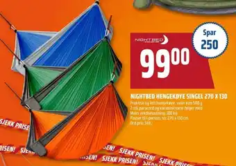 Coop Obs NIGHTBED HENGEKØYE SINGEL 270 X 130 tilbud