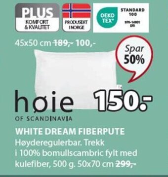 JYSK WHITE DREAM FIBERPUTE tilbud