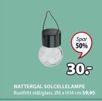 JYSK NATTERGAL SOLCELLELAMPE tilbud