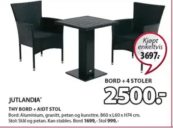 JYSK JUTLANDIA® THY BORD+AIDT STOL tilbud