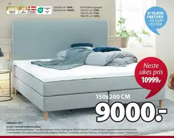 JYSK DREAMZONE GOLD C10 KONTINENTALSENG tilbud