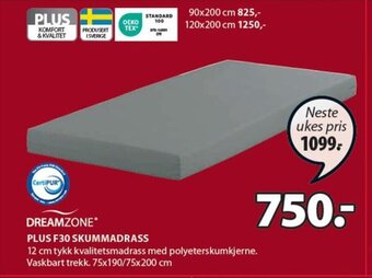 JYSK DREAMZONE PLUS F30 SKUMMADRASS tilbud