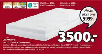 JYSK DREAMZONE* GOLD S55 VENDBAR MADRASS tilbud