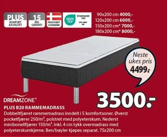 JYSK DREAMZONE PLUS B20 RAMMEMADRASS tilbud