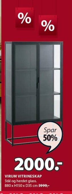 JYSK VIRUM VITRINESKAP tilbud