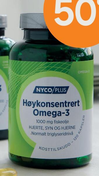 Vitusapotek Nycoplus høykonsentrert omega-3 tilbud