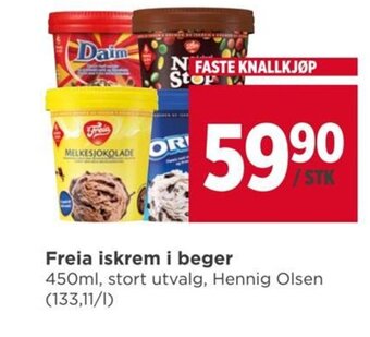 Meny Freia iskrem i beger tilbud