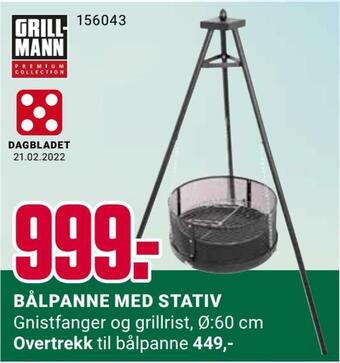 Europris Bålpanne med stativ tilbud