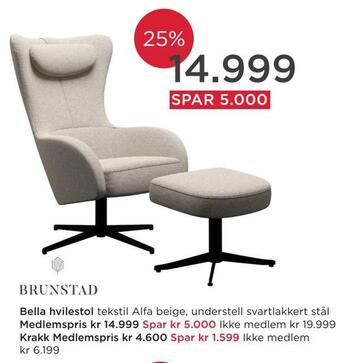 Møbelringen Bella hvilestol tilbud