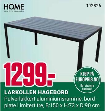 Europris Larkollen hagebord tilbud