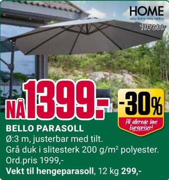 Europris Bello parasoll tilbud