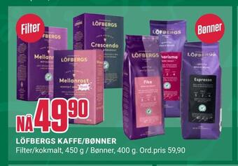 Europris Löfbergs kaffe/bønner tilbud