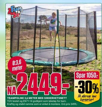 Europris Trampoline 3,6 meter med sikkerhetsnett tilbud