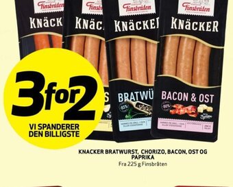 Bunnpris KNACKER BRATWURST, CHORIZO, BACON, OST OG PAPRIKA tilbud