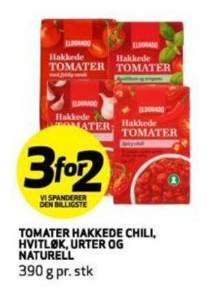 Bunnpris TOMATER HAKKEDE CHILI, HVITLØK, URTER OG NATURELL tilbud