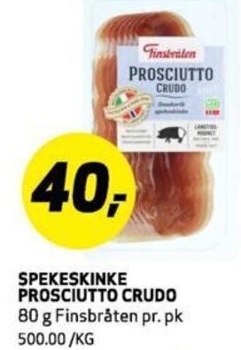 Bunnpris SPEKESKINKE PROSCIUTTO CRUDO tilbud