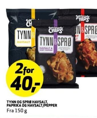 Bunnpris TYNN OG SPRØ HAVSALT, PAPRIKA OG HAVSALT/PEPPER tilbud