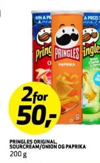 Bunnpris PRINGLES ORIGINAL, SOURCREAM/ONION OG PAPRIKA 200 g tilbud