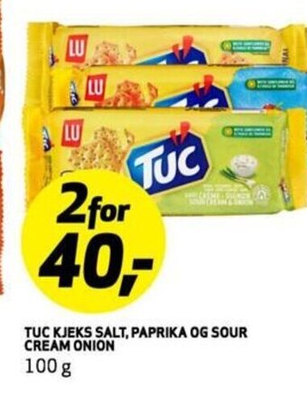 Bunnpris TUC KJEKS SALT, PAPRIKA OG SOUR CREAM ONION tilbud