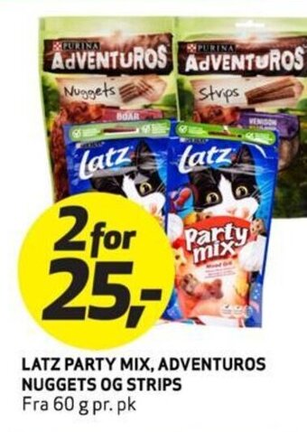 Bunnpris LATZ PARTY MIX, ADVENTUROS NUGGETS OG STRIPS tilbud