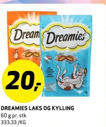 Bunnpris DREAMIES LAKS OG KYLLING tilbud