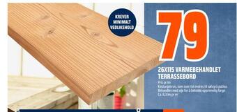 Obs Bygg 26x115 varmebehandlet terrassebord tilbud