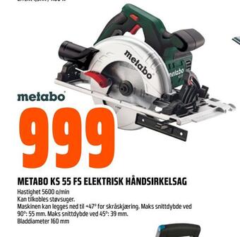 Obs Bygg Metabo ks 55 fs elektrisk håndsirkelsag tilbud