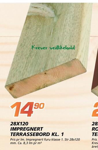 Coop Byggmix 28x120 impregnert terrassebord kl. 1 tilbud