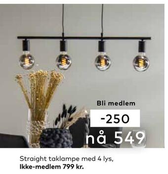Skeidar Straight taklampe med 4 lys tilbud