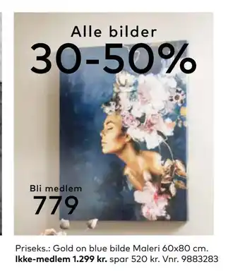 Skeidar Gold on blue bilde maleri tilbud