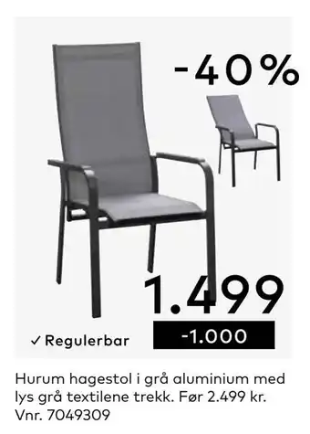 Skeidar Hurum hagestol tilbud