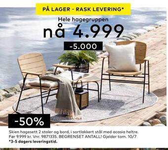 Skeidar Skien hagesett 2 stoler og bord tilbud
