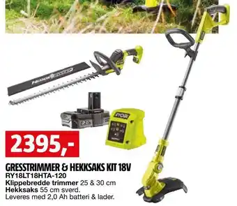 Bauhaus Gresstrimmer & hekksaks kit 18v tilbud