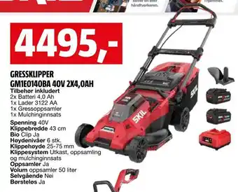 Bauhaus Gressklipper gm1e0140ba 40v 2x4,0ah tilbud