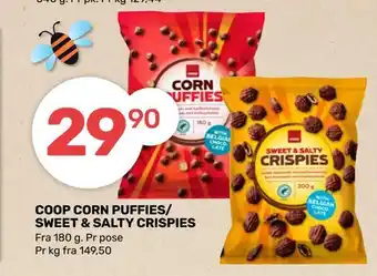 Coop Marked Coop corn puffies/ sweet & salty crispies tilbud