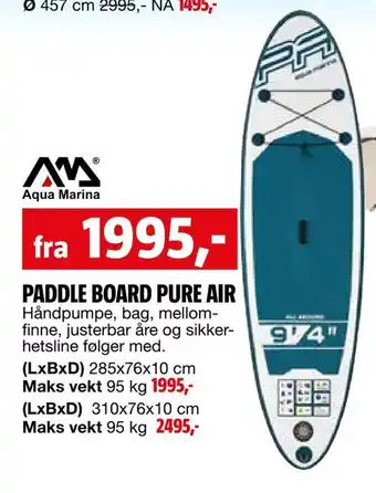 Bauhaus Paddle board pure air tilbud