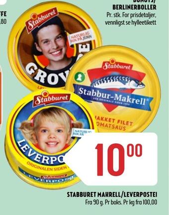 Coop Prix Stabburet makrell/leverpostei tilbud