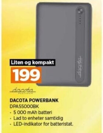 POWER DACOTA POWERBANK DPA55000BK tilbud