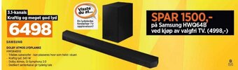 POWER SAMSUNG DOLBY ATMOS LYDPLANKE HWQ64BXE tilbud