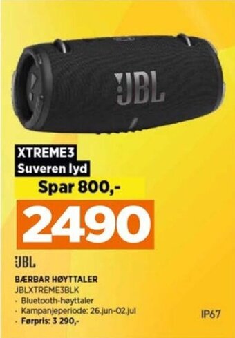 POWER BÆRBAR HØYTTALER JBLXTREME3BLK tilbud