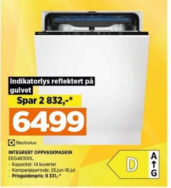 POWER Electrolux INTEGRERT OPPVASKMASKIN EEG48300L tilbud