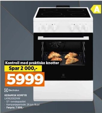 POWER Electrolux KERAMISK KOMFYR LKR62002NW tilbud