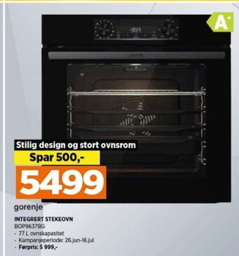 POWER gorenje INTEGRERT STEKEOVN BOP9637BG tilbud