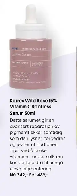 VITA Korres wild rose 15% vitamin c spotless serum 30ml tilbud