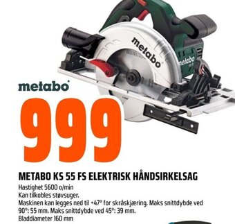 Coop Obs METABO KS 55 FS ELEKTRISK HÅNDSIRKELSAG tilbud