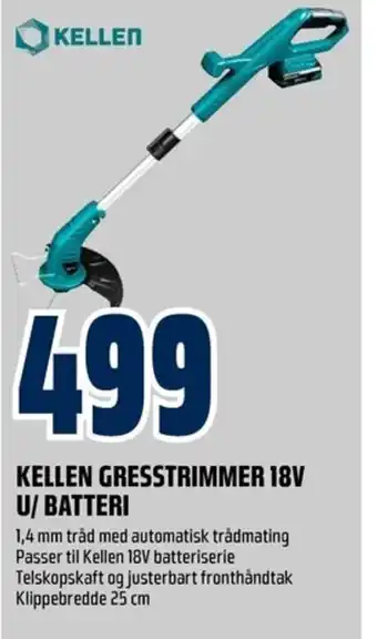 Coop Obs KELLEN GRESSTRIMMER 18V U/ BATTERI tilbud