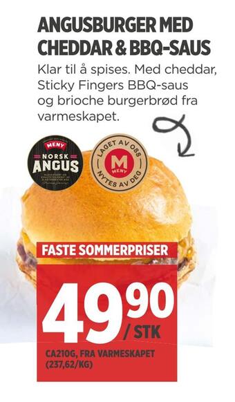 Meny Angusburger med cheddar & bbq-saus tilbud