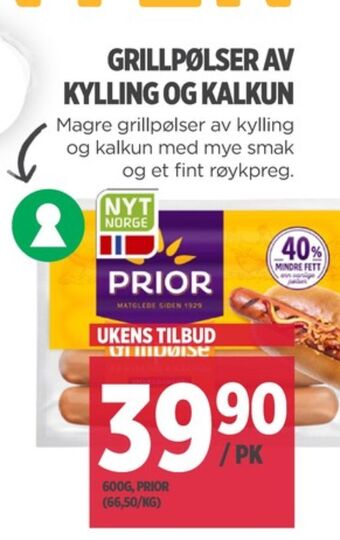 Meny Prior grillpølser tilbud